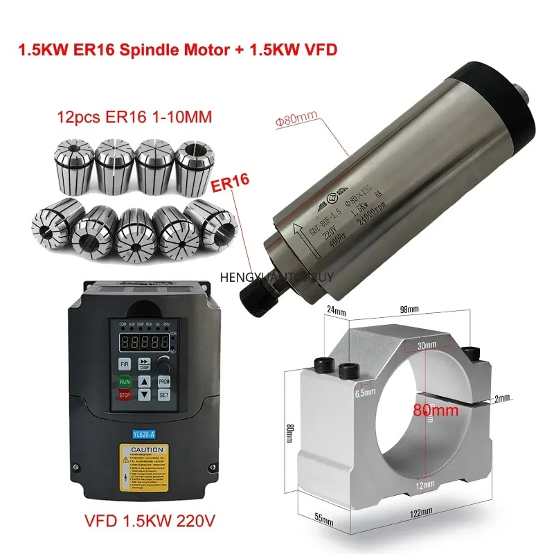 Er20 Collet Chuck Spindle Motor 220V - Kit Motore Mandrino Raffreddato ad Aria