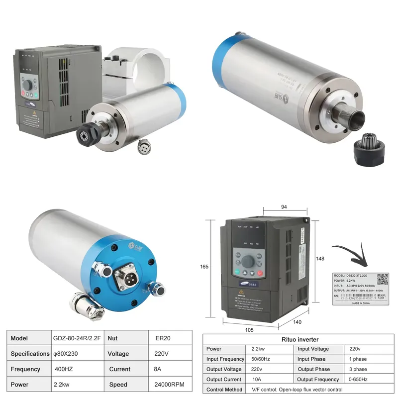 Kit Mandrino per Router CNC Ra - 2.2Kw Water Cooled Spindle Kit Vfd recensione e prezzo
